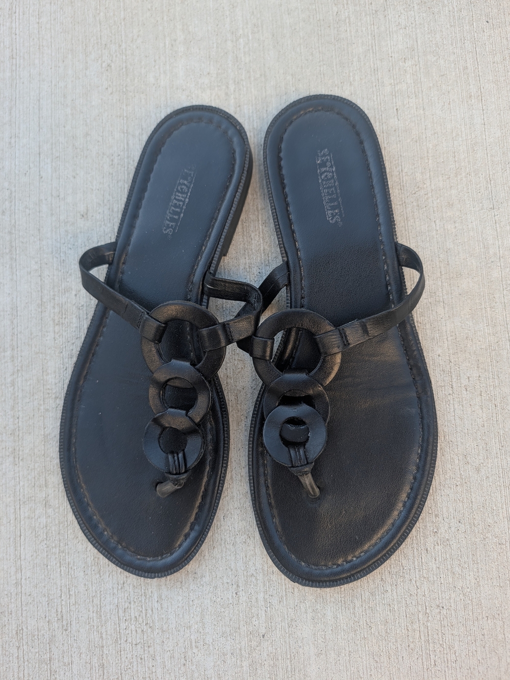 Seychelles Black Thong T-strap Leather Sandals 8.5